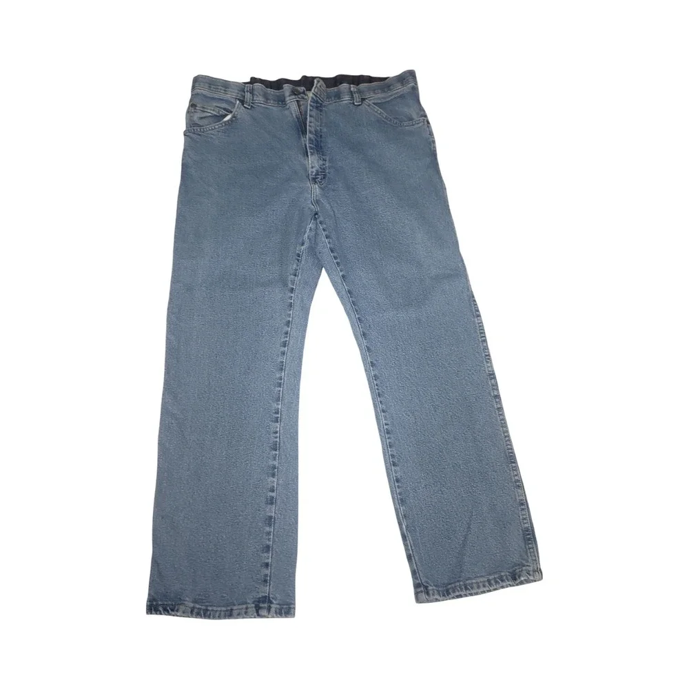 Wrangler Hero Mens 38x30 Regular Fit Straight Leg Comfort Waist Jeans Blue Wash